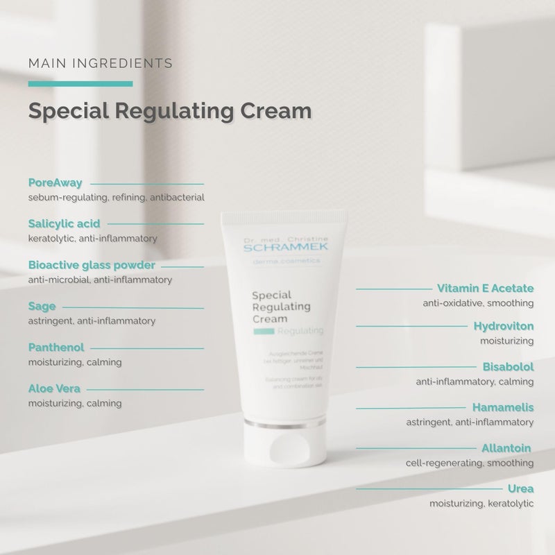 Schrammek Special Regulating Cream (1.7 fl oz) - For Oily & Mixed Skin - Aloe Vera & Vitamin E - Face Moisturizer & Face Cream - Skin Care - Dr Schrammek - Image 3